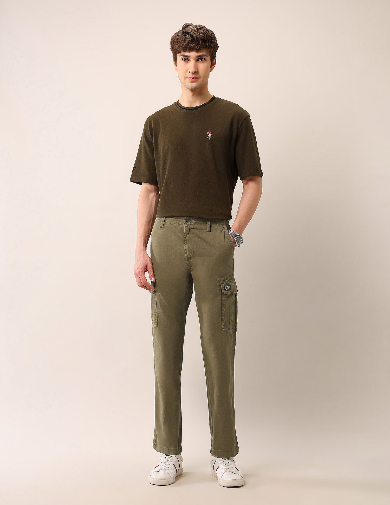 U.S. Polo Assn. Denim Co. Mid Rise Straight Fit Textured Cargos