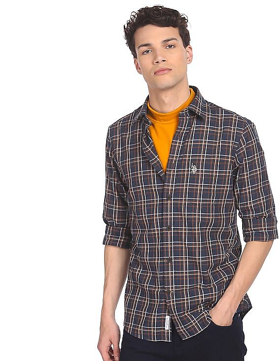 Buy U.S. Polo Assn. Spread Collar Check Casual Shirt - NNNOW.com