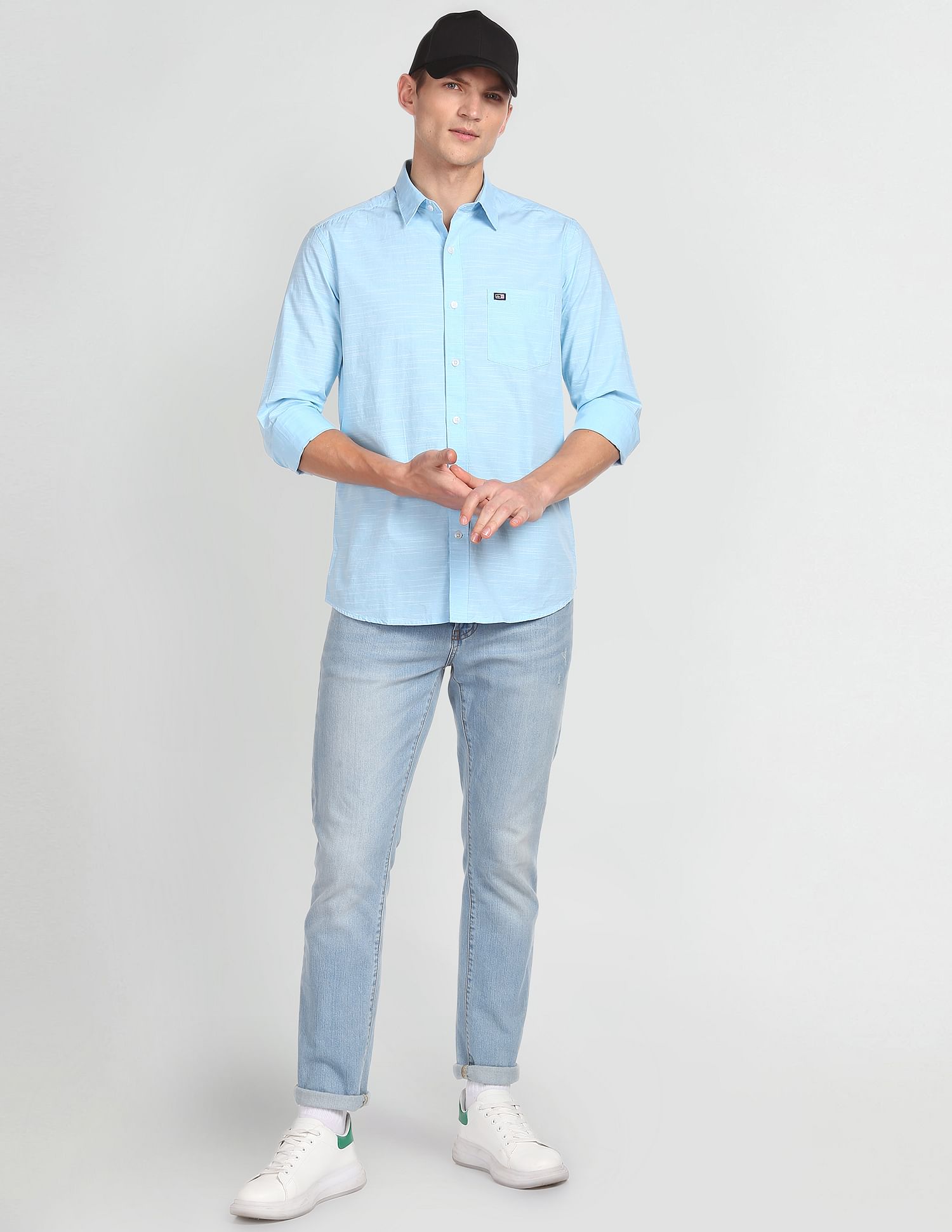 Arrow Sports Horizontal Stripe Slim Fit Shirt