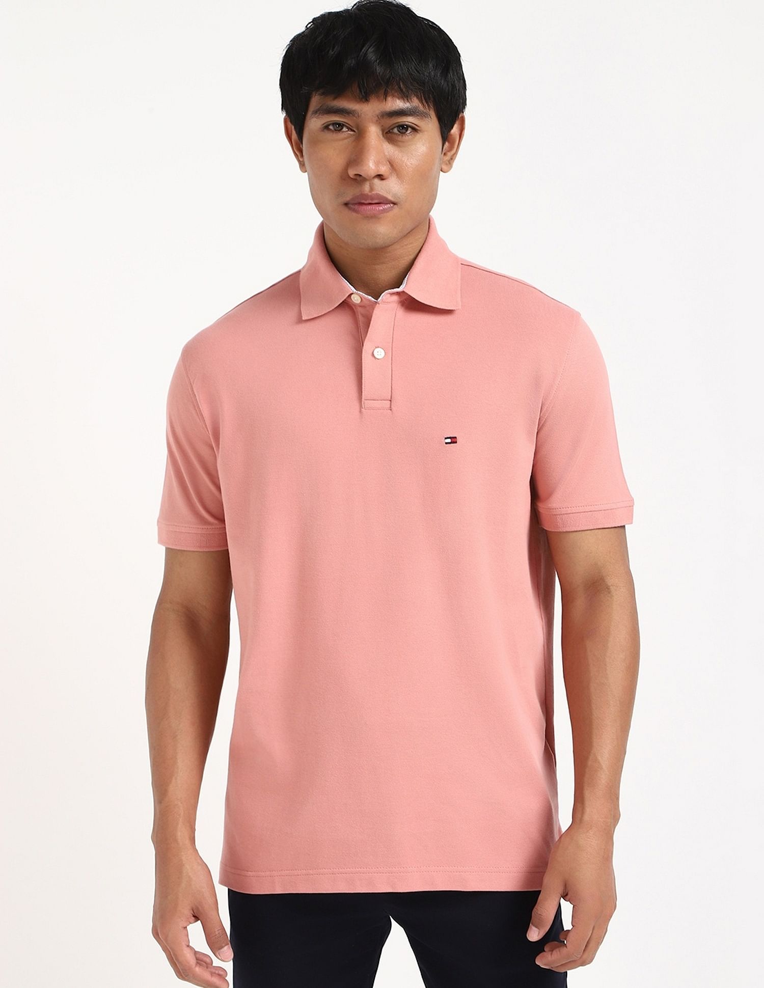 Tommy Hilfiger Solid Regular-Fit Cotton Polo Shirt