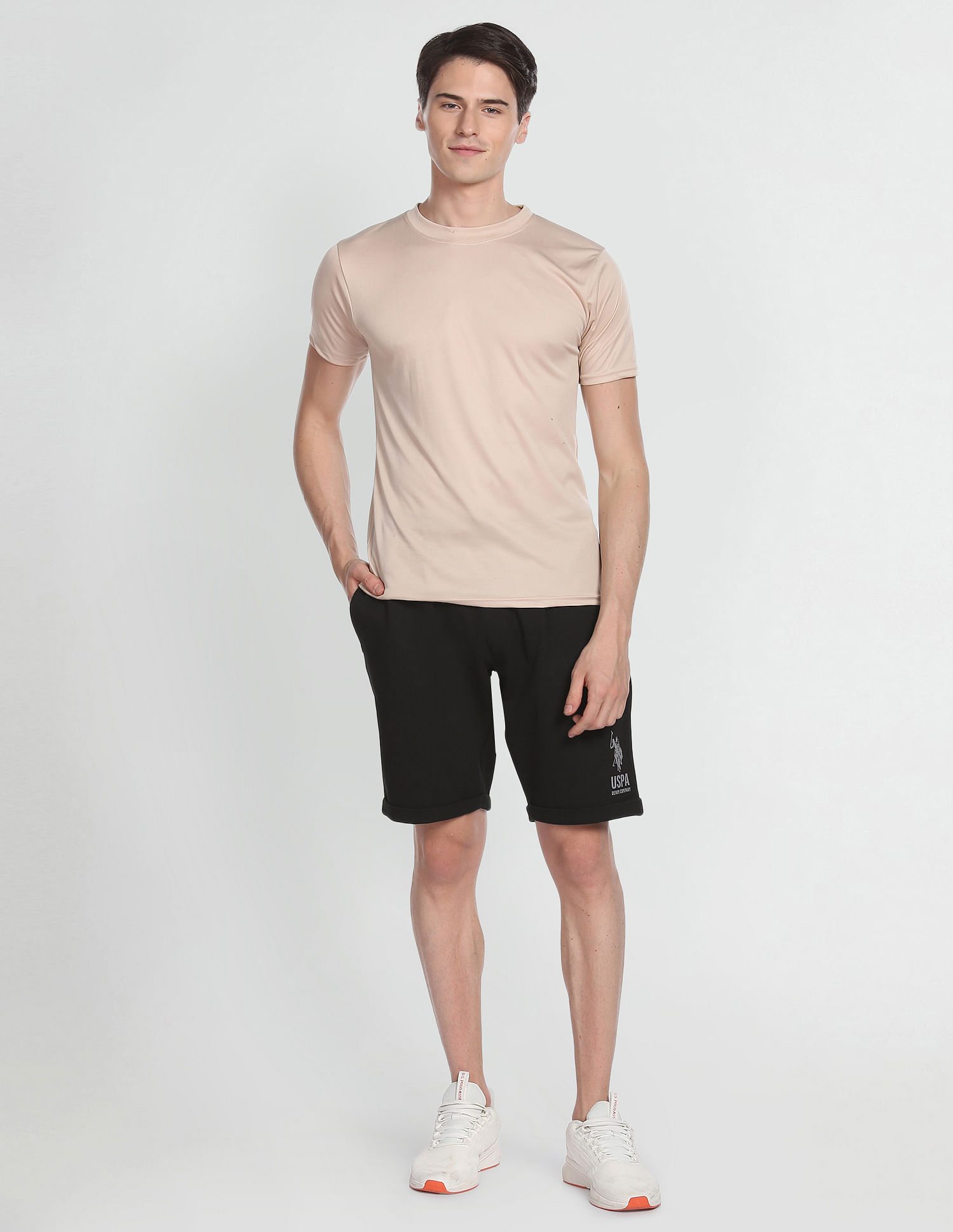 U.S. Polo Assn. Denim Co. Mid Rise Knitted Solid Shorts