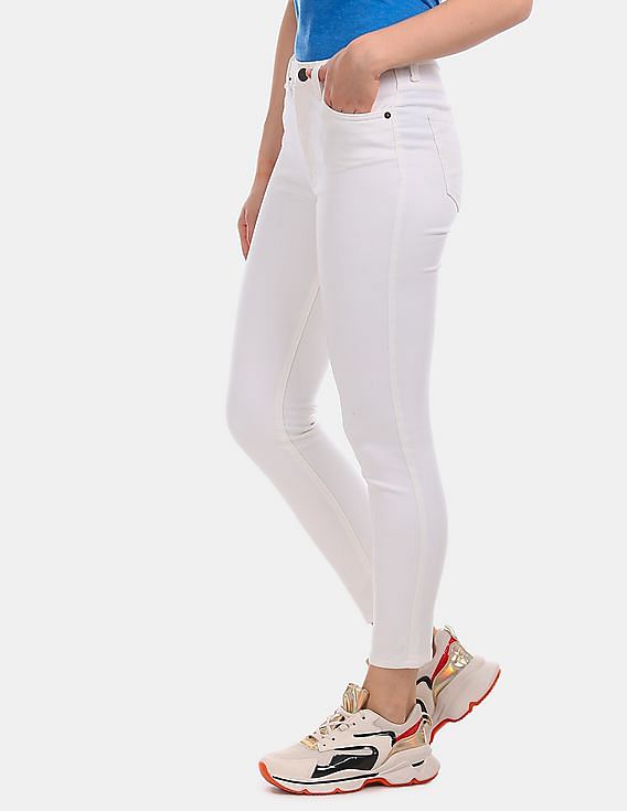 Buy Aeropostale White High Waist Solid Jeans 