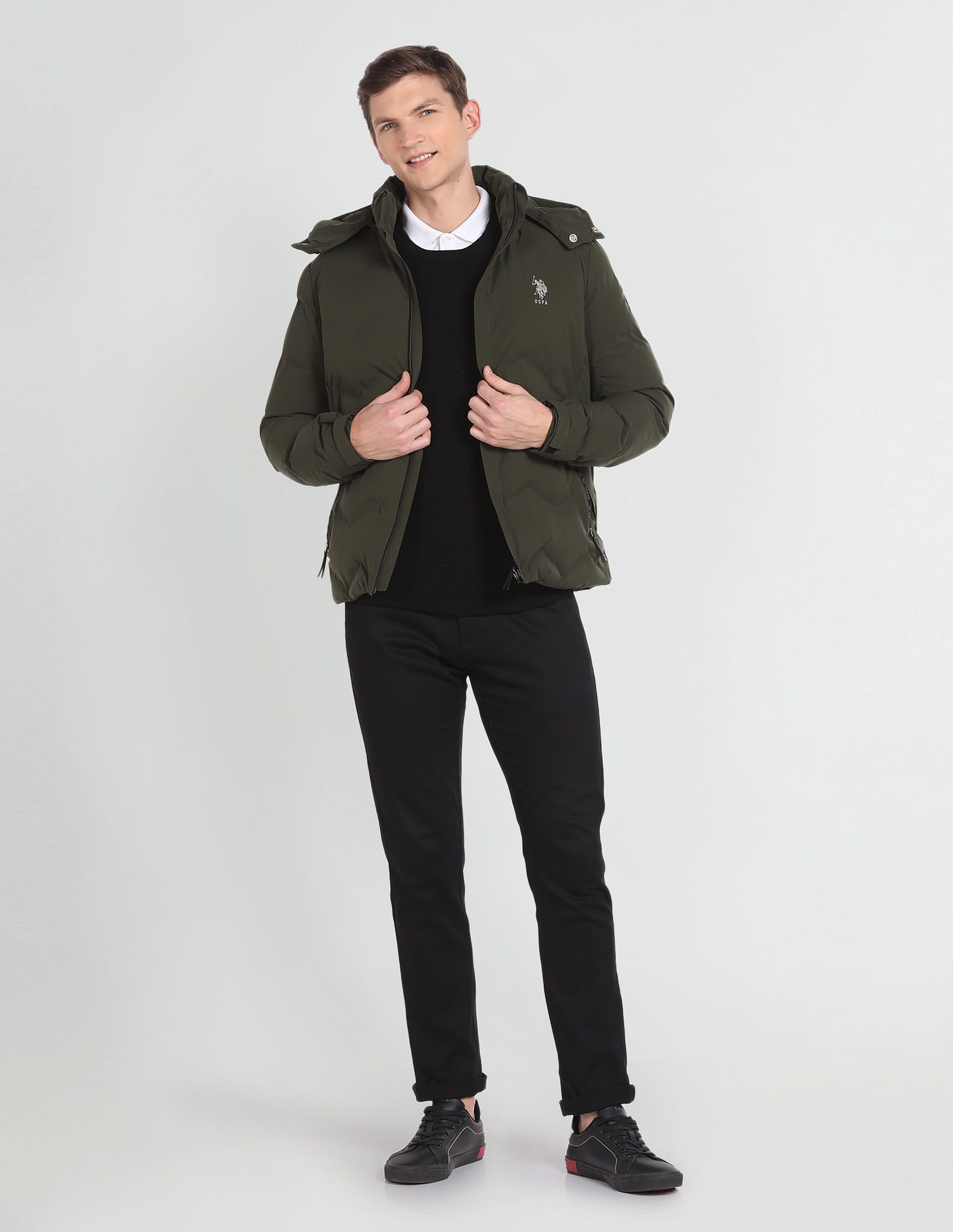 U.S. Polo Assn. Denim Co. High Neck Solid Puffer Jacket