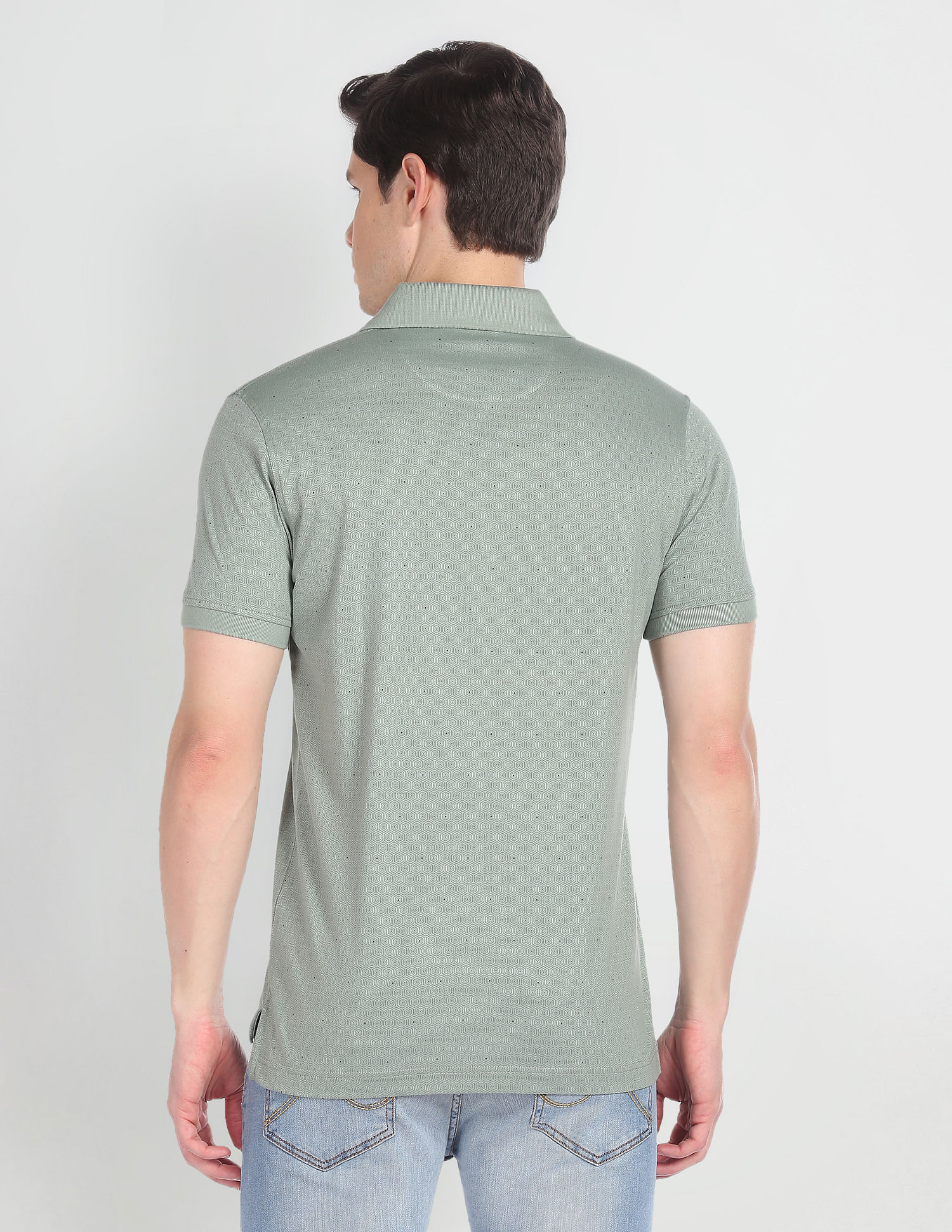 Arrow Geometric Print Cotton Polo Shirt