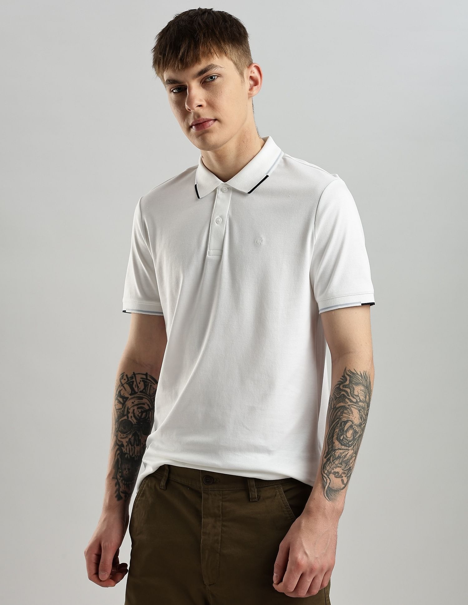 Calvin Klein Jeans Solid Slim Fit Cotton Polo Shirt