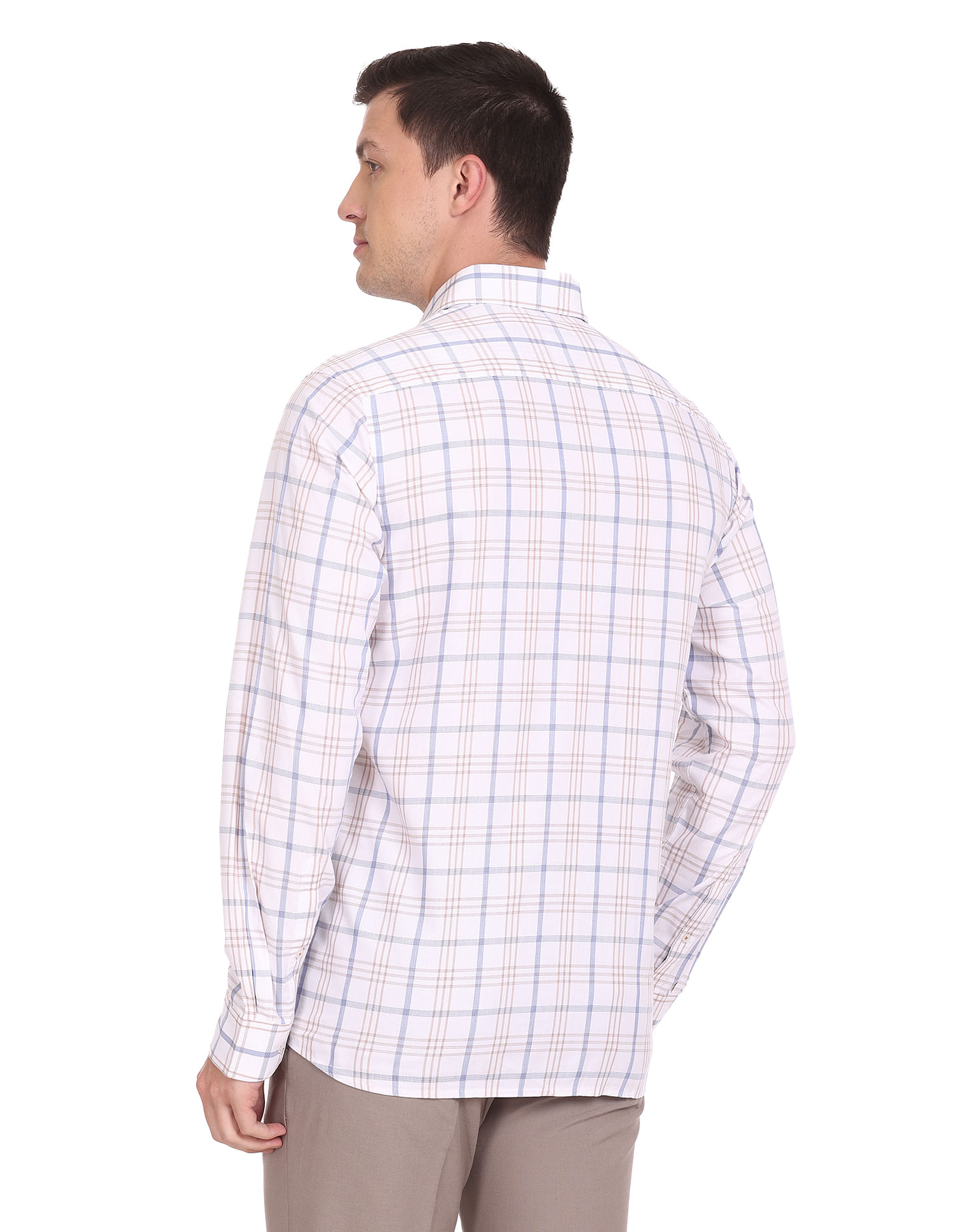 Mens Shirts Michael Kors Shirts for Men Michael Kors Linen Long Sleeve Slim Fit Shirt in Brown White Save 45% 