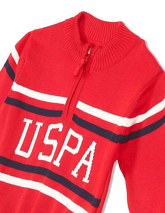 U.S. Polo Assn. Kids High Neck Brand Print Sweater