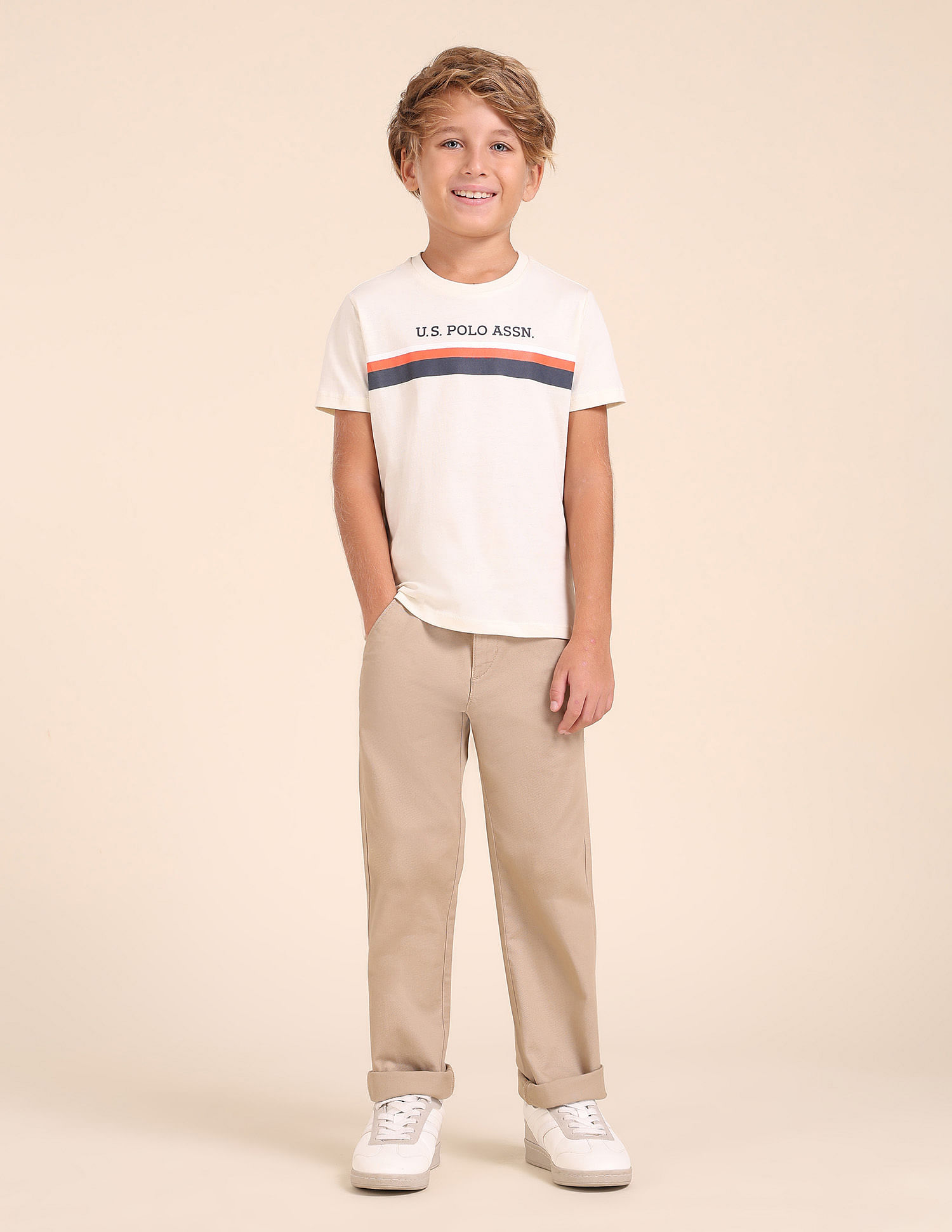 U.S. Polo Assn. Kids Boys Regular Fit Horizontal Striped T-Shirt
