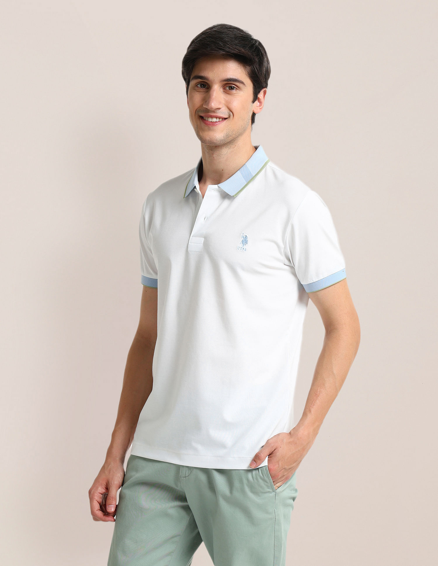 U.S. Polo Assn. Slim Fit Contrast Collar Polo Shirt