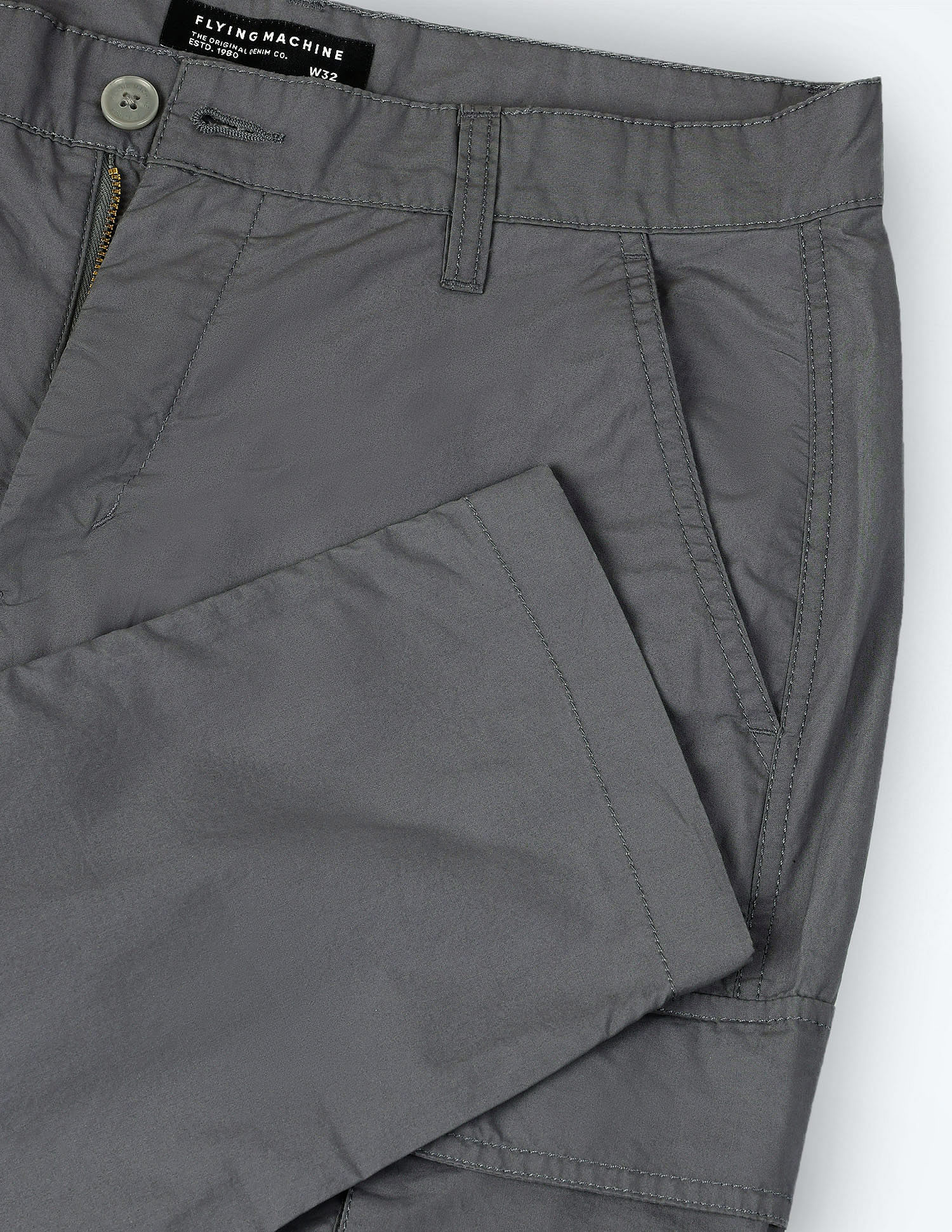 Flying Machine Mid Rise Solid Cargo Pants