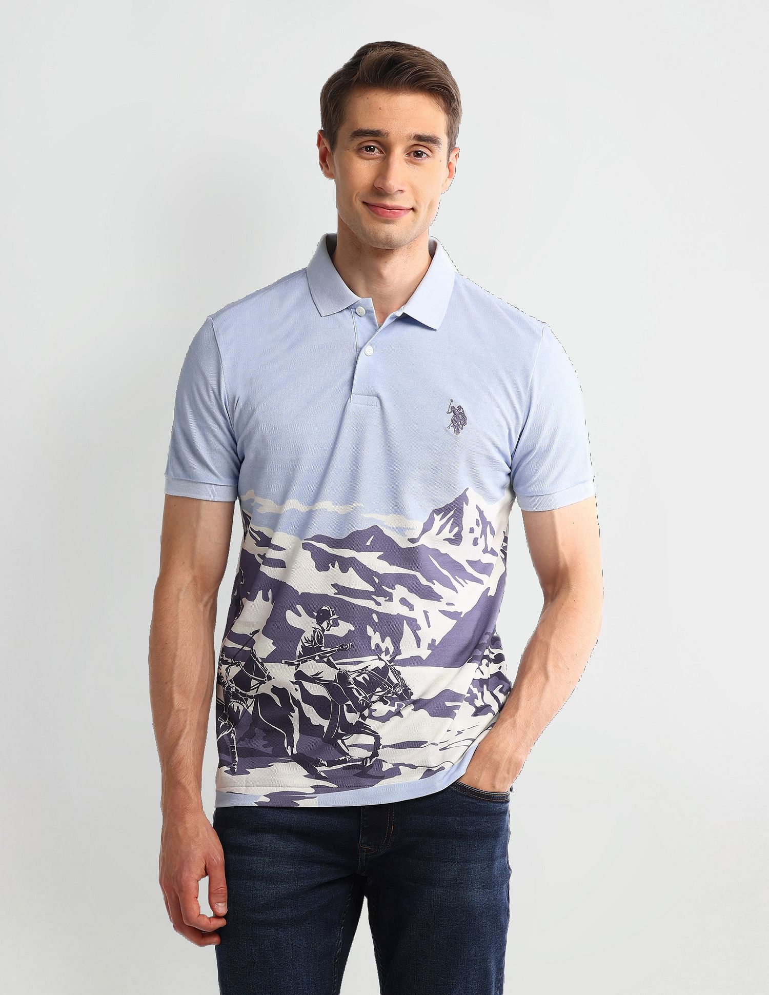 U.S. Polo Assn. Denim Co. Muscle Fit Graphic Cotton Polo Shirt