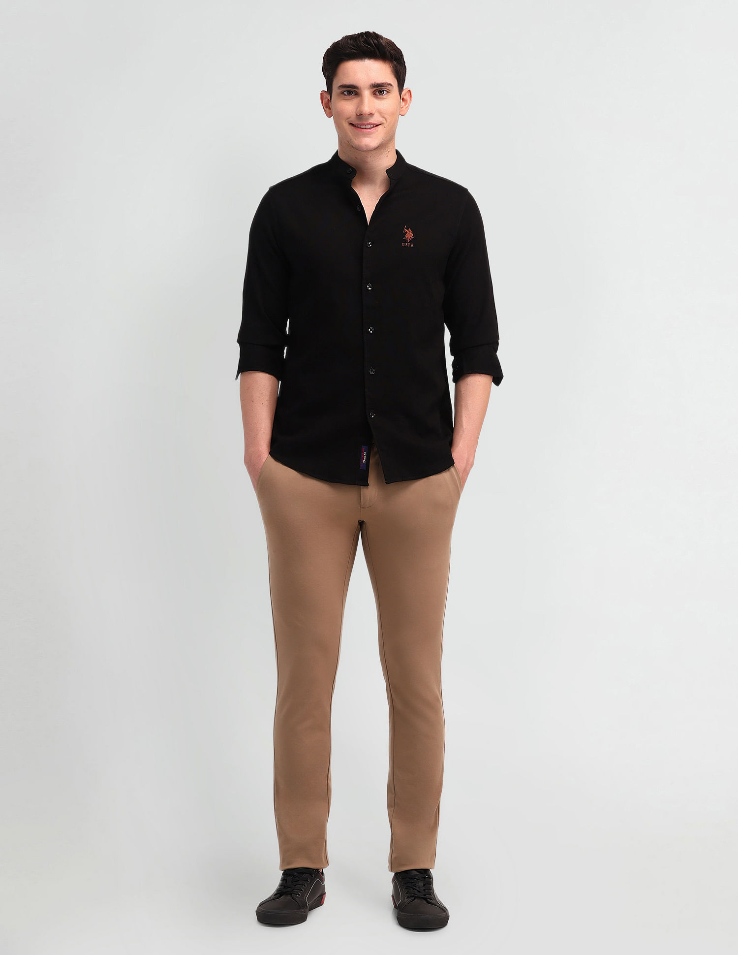 U.S. Polo Assn. Denim Co. Mandarin Collar Knitted Shirt