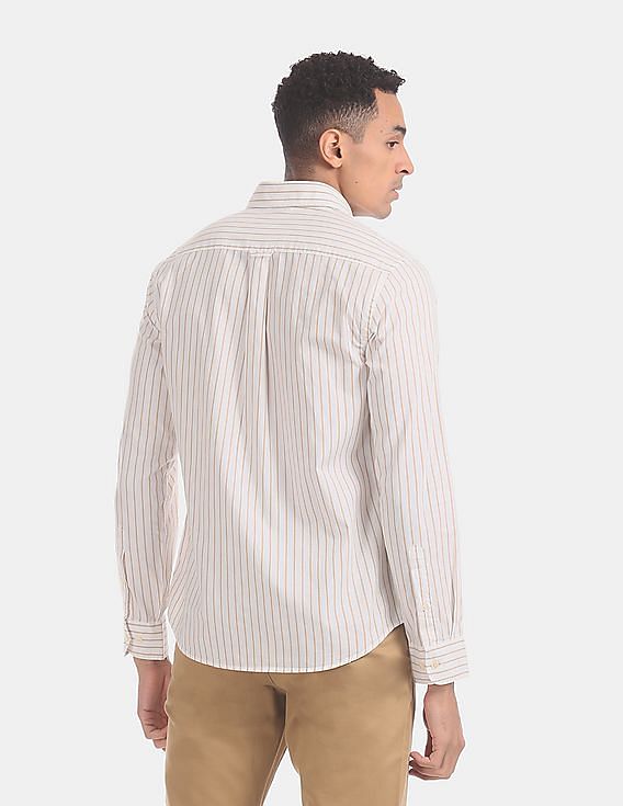 U.S. Polo Assn. Striped Long Sleeve Cutaway Collar Casual Shirt
