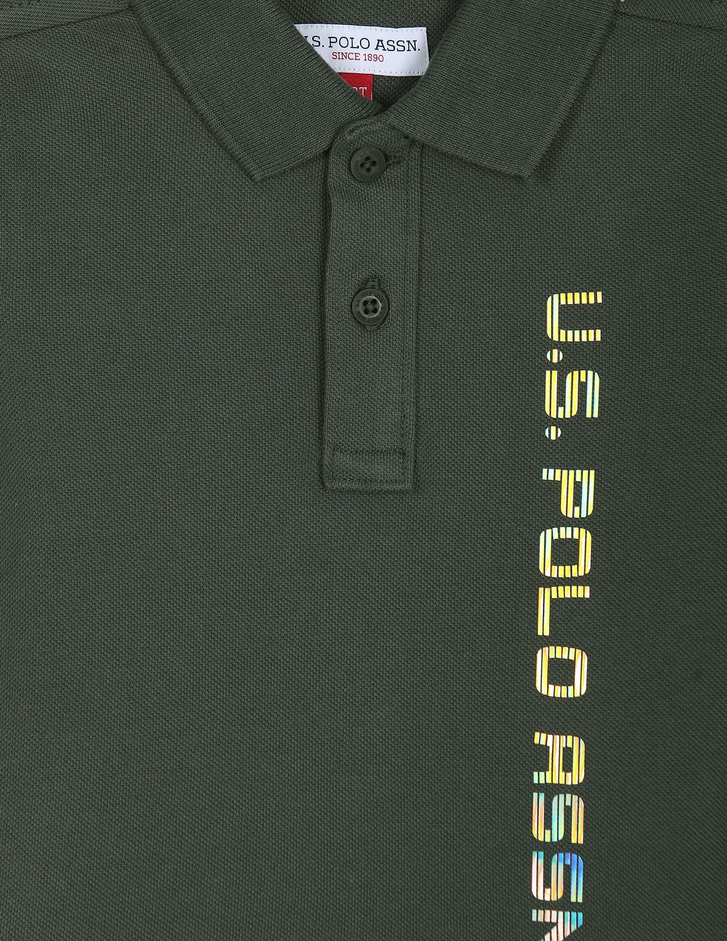 U.S. Polo Assn. Kids Boys Holographic Print Cotton Coordinate Polo Shirt