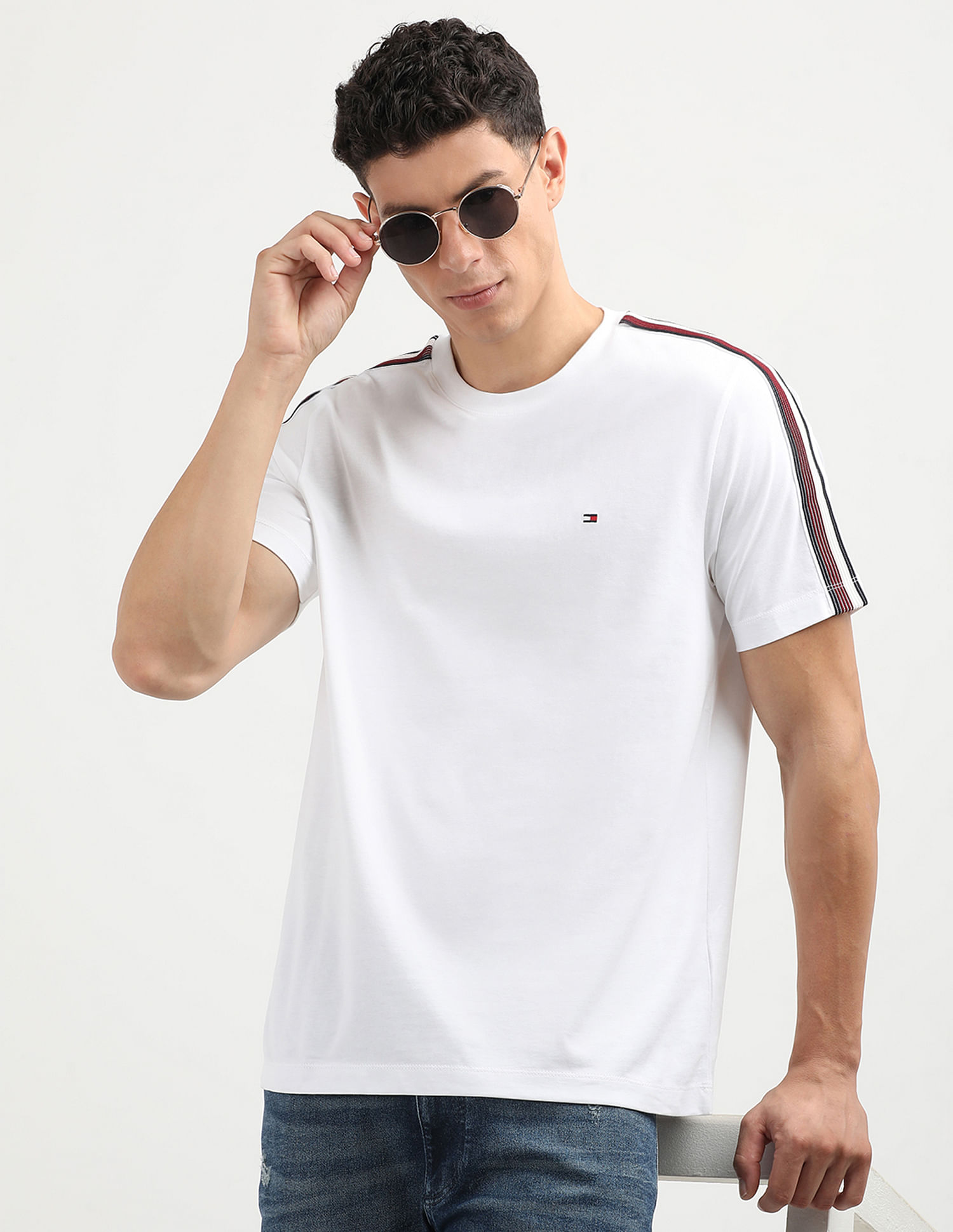 Tommy Hilfiger Shadow Stripe Detail Sleeve T-Shirt