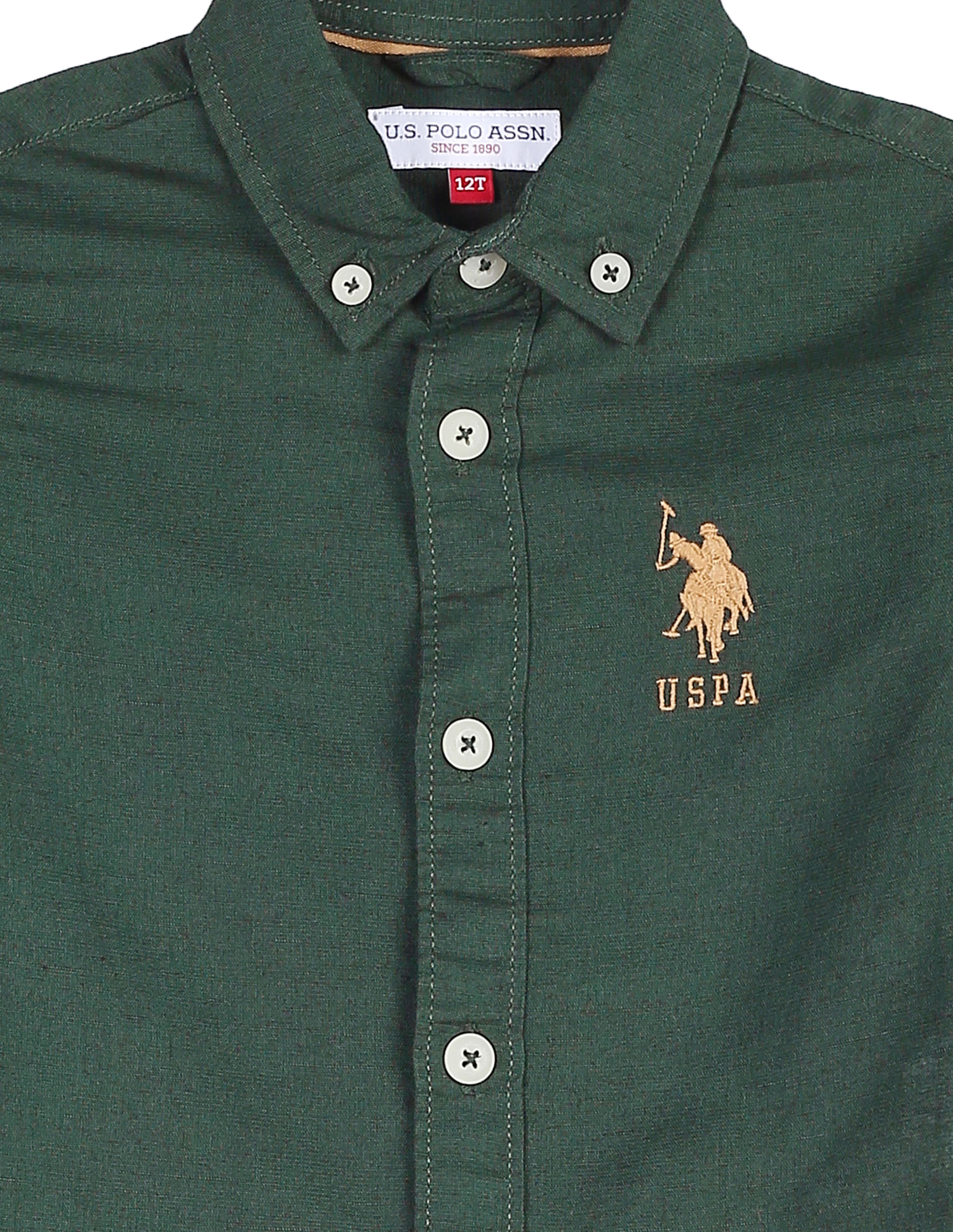 U.S. Polo Assn. Kids Boys Cotton Linen Solid Shirt