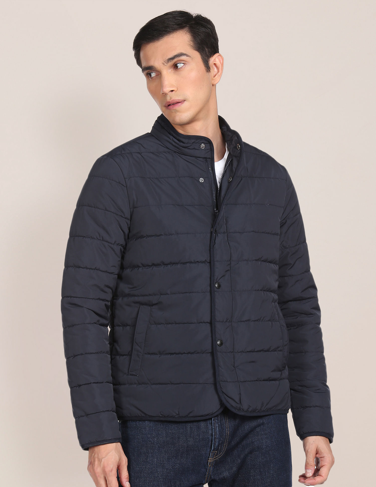 Buy U.S. Polo Assn. High Neck Solid Polyester Padded Jacket - NNNOW.com