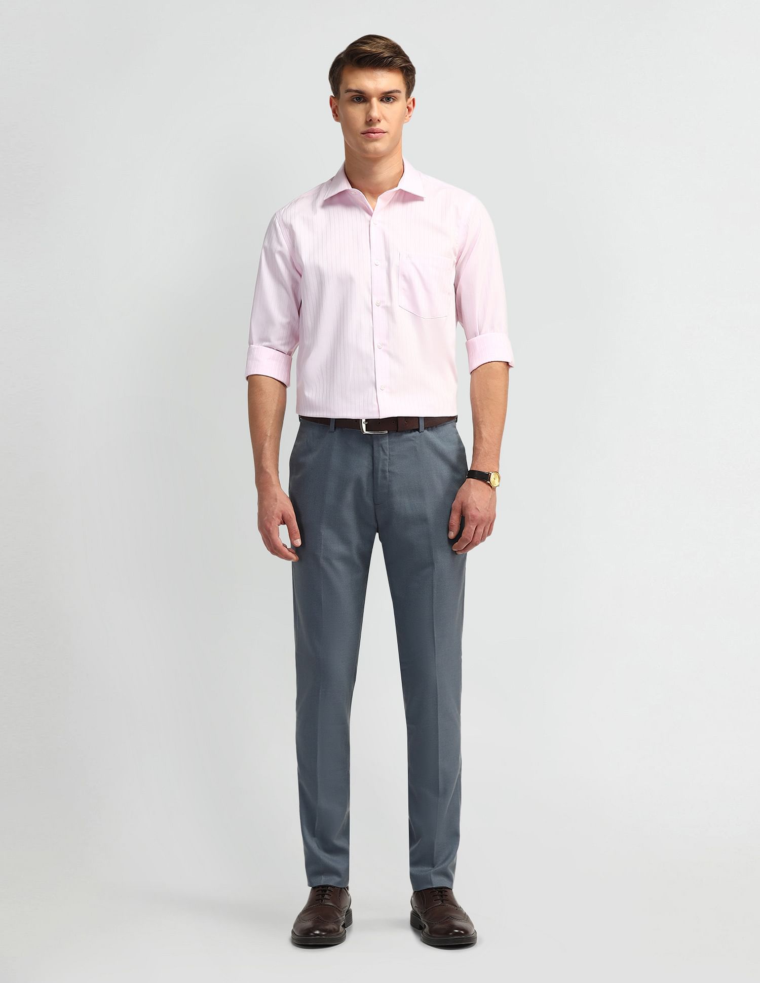 Arrow Slim Fit Mid Rise Trousers