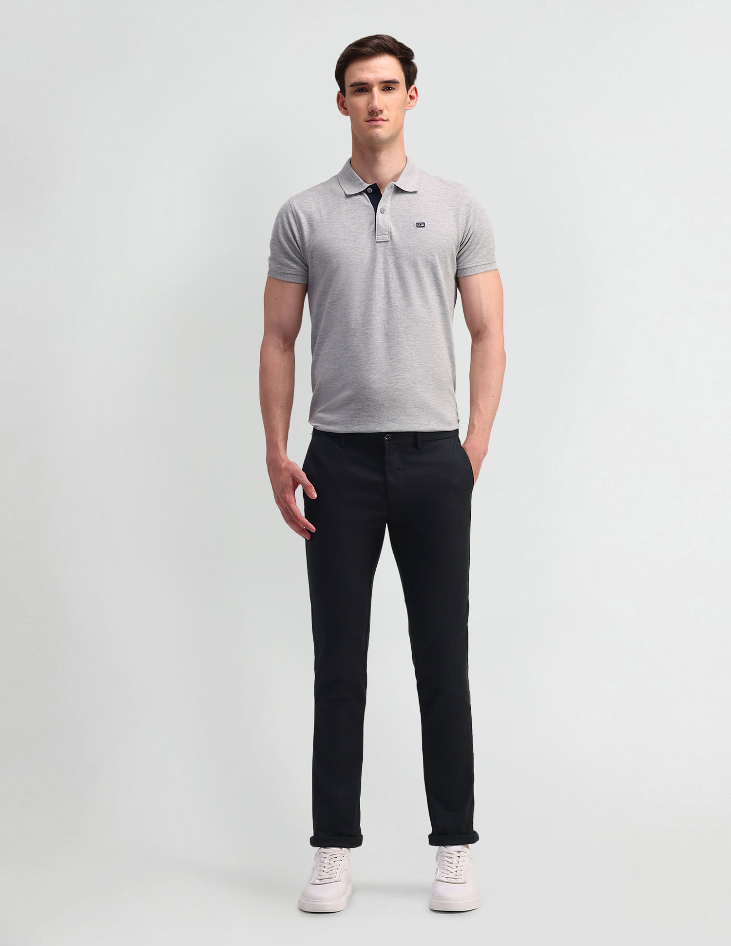 Arrow Sports Slim Fit Solid Trousers