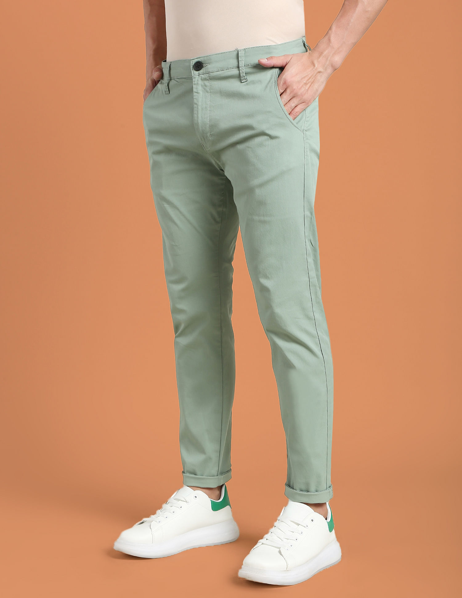 Flying Machine Mid Rise Solid F-Lite Trousers