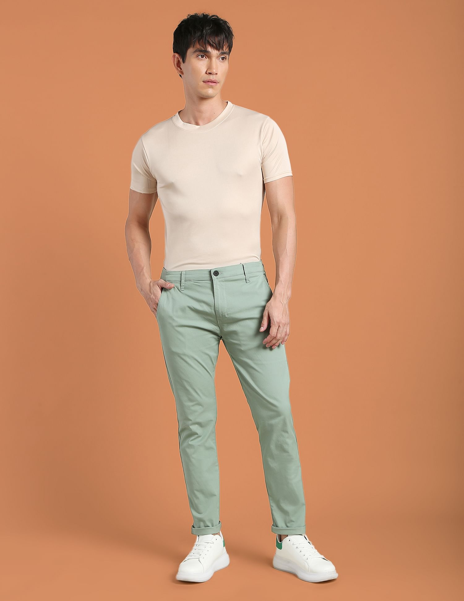 Flying Machine Mid Rise Solid F-Lite Trousers