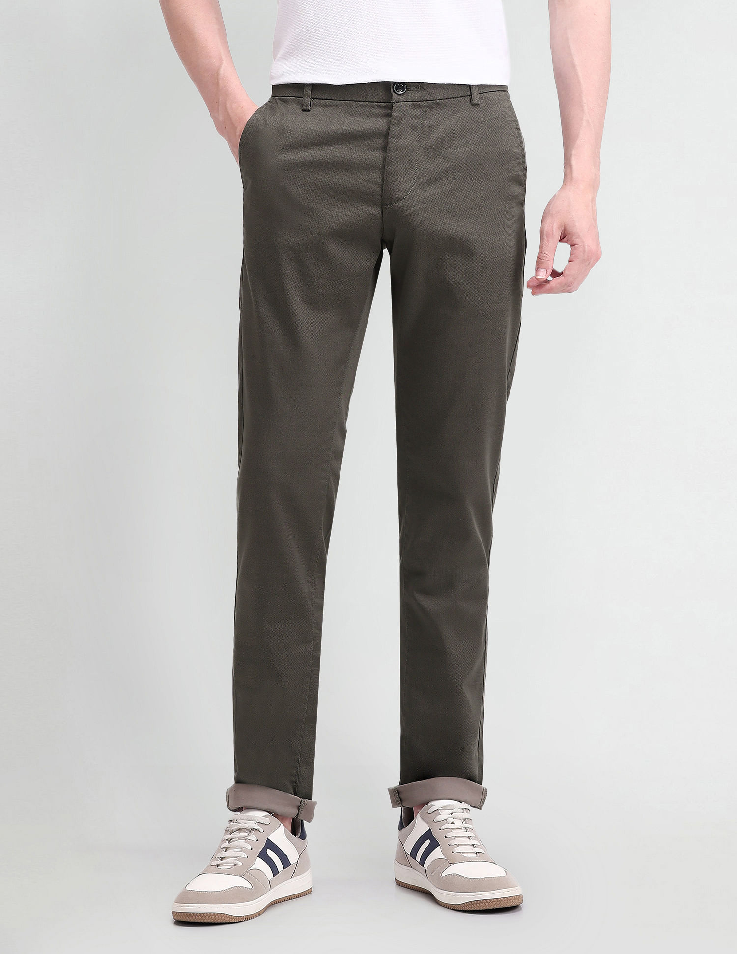 Arrow Sport Slim Fit Solid Trousers