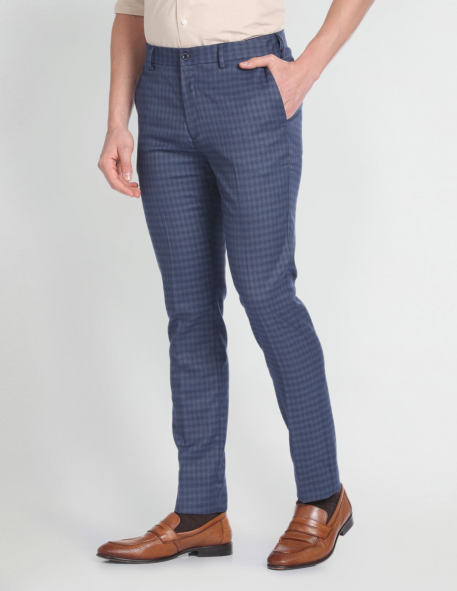 Arrow Newyork Autoflex Check Formal Trousers