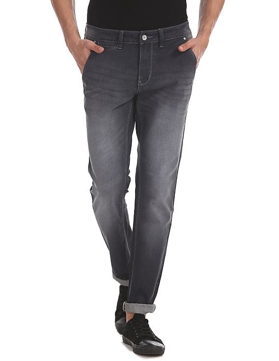 Buy Ruf \u0026 Tuf Men Grey Mid Waist Faded 