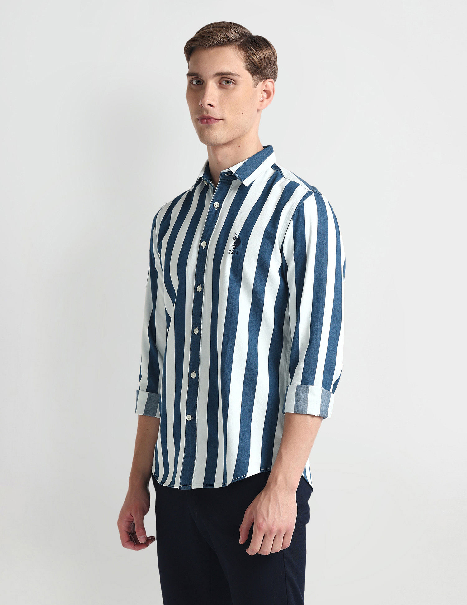U.S. Polo Assn. Denim Co. Vertical Stripe Slim Fit Shirt