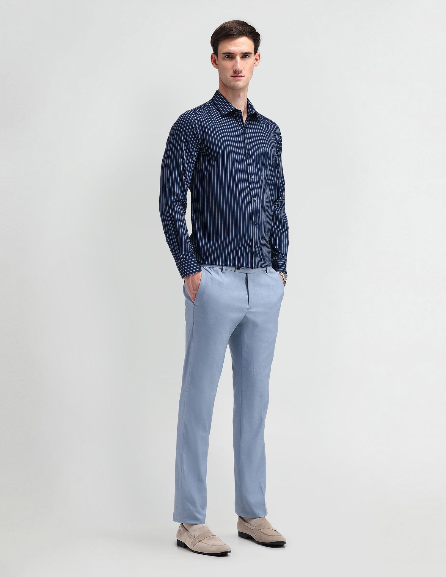 Arrow Manhattan Slim Fit Vertical Stripes Shirt