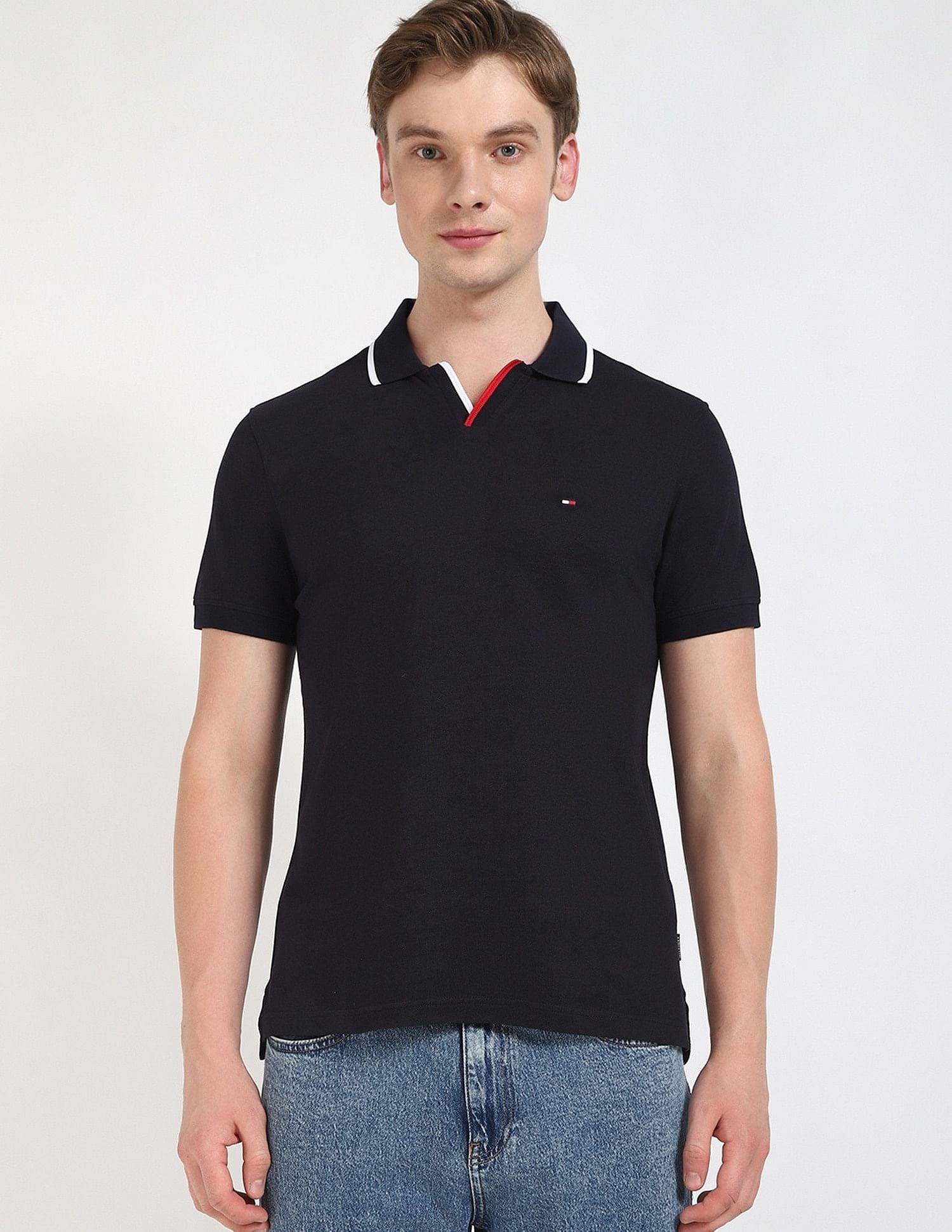 Tommy Hilfiger Solid Regular-Fit Cotton Polo Shirt