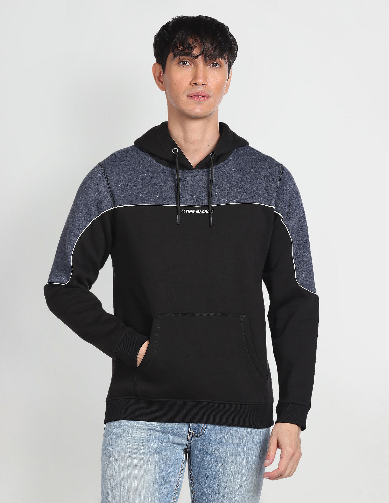 Flying Machine Hooded Panelled Sweatshirt