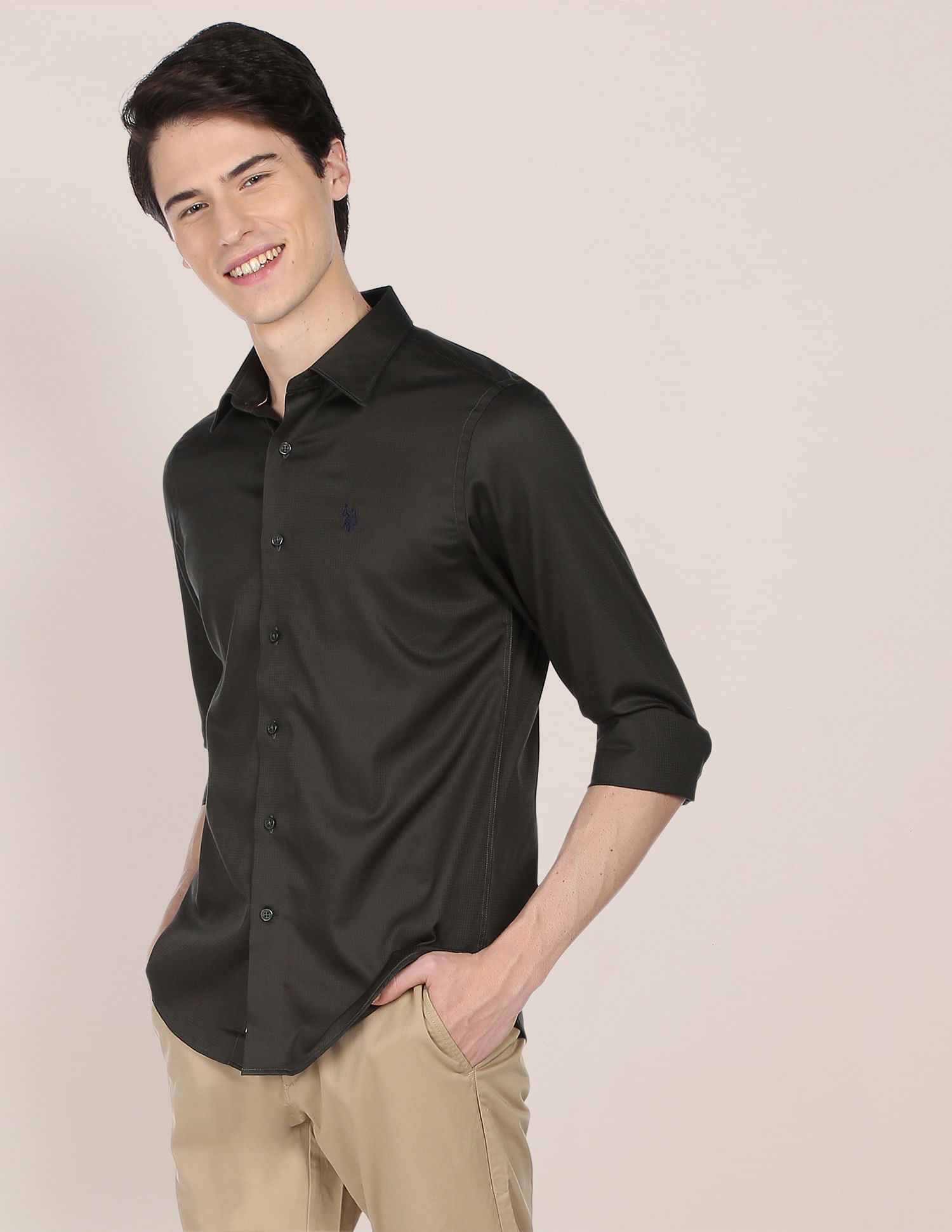 U.S. Polo Assn. Satin Dobby Solid Shirt
