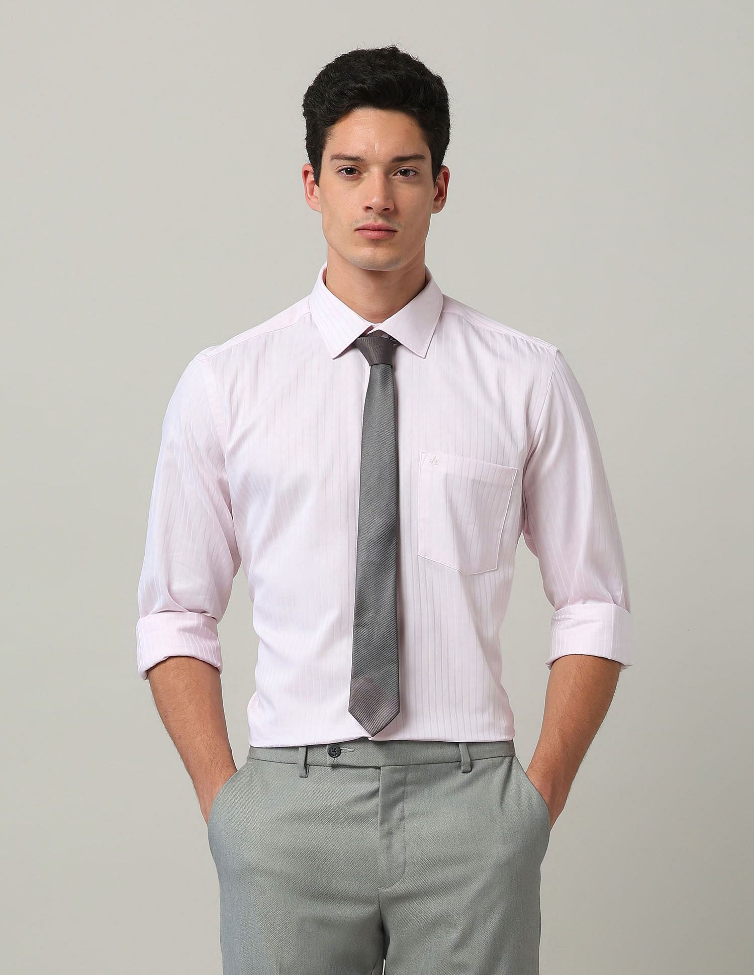 Arrow Polyester Vertical Striped Shirt