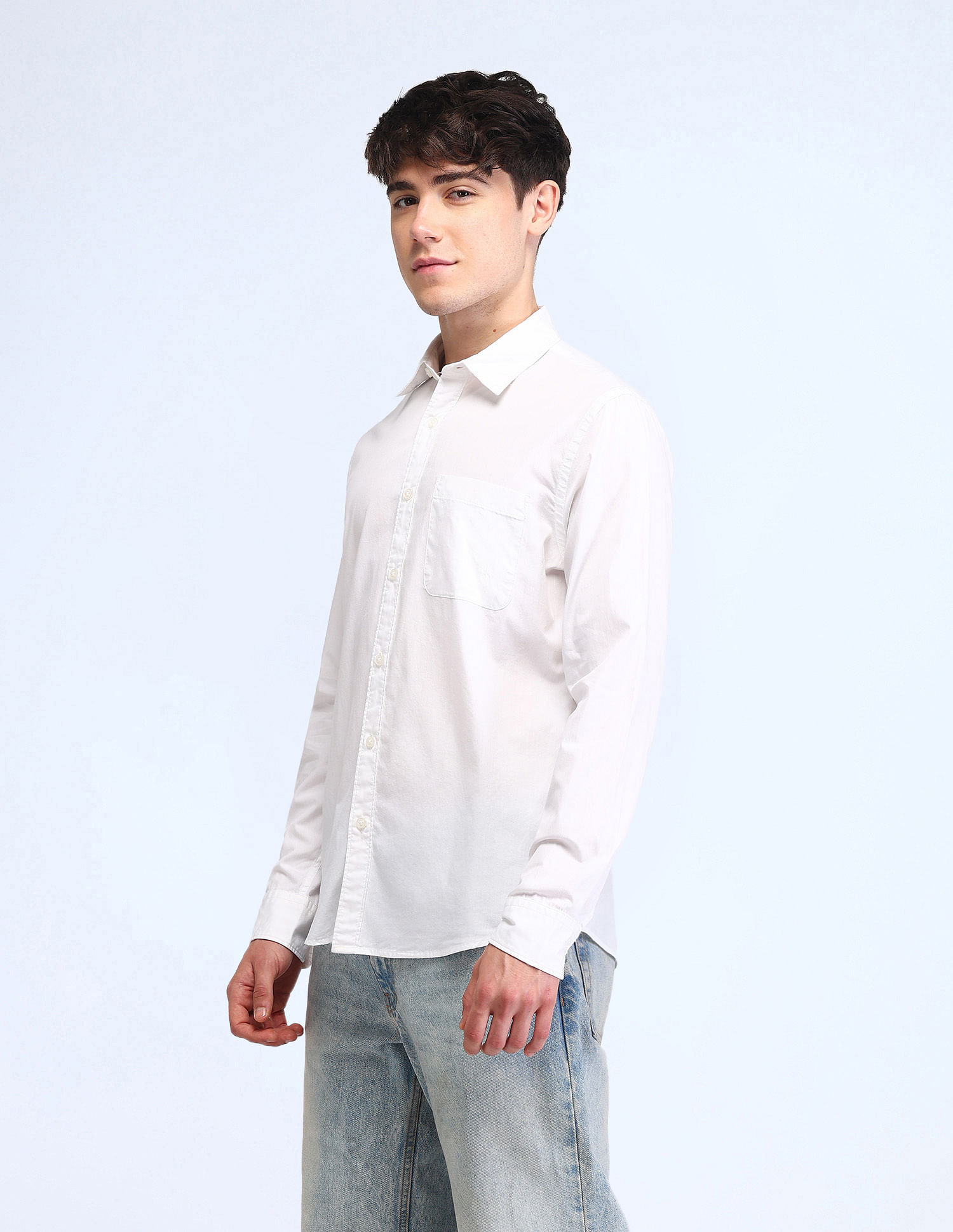 Flying Machine Slim Fit Dobby Solid Shirt