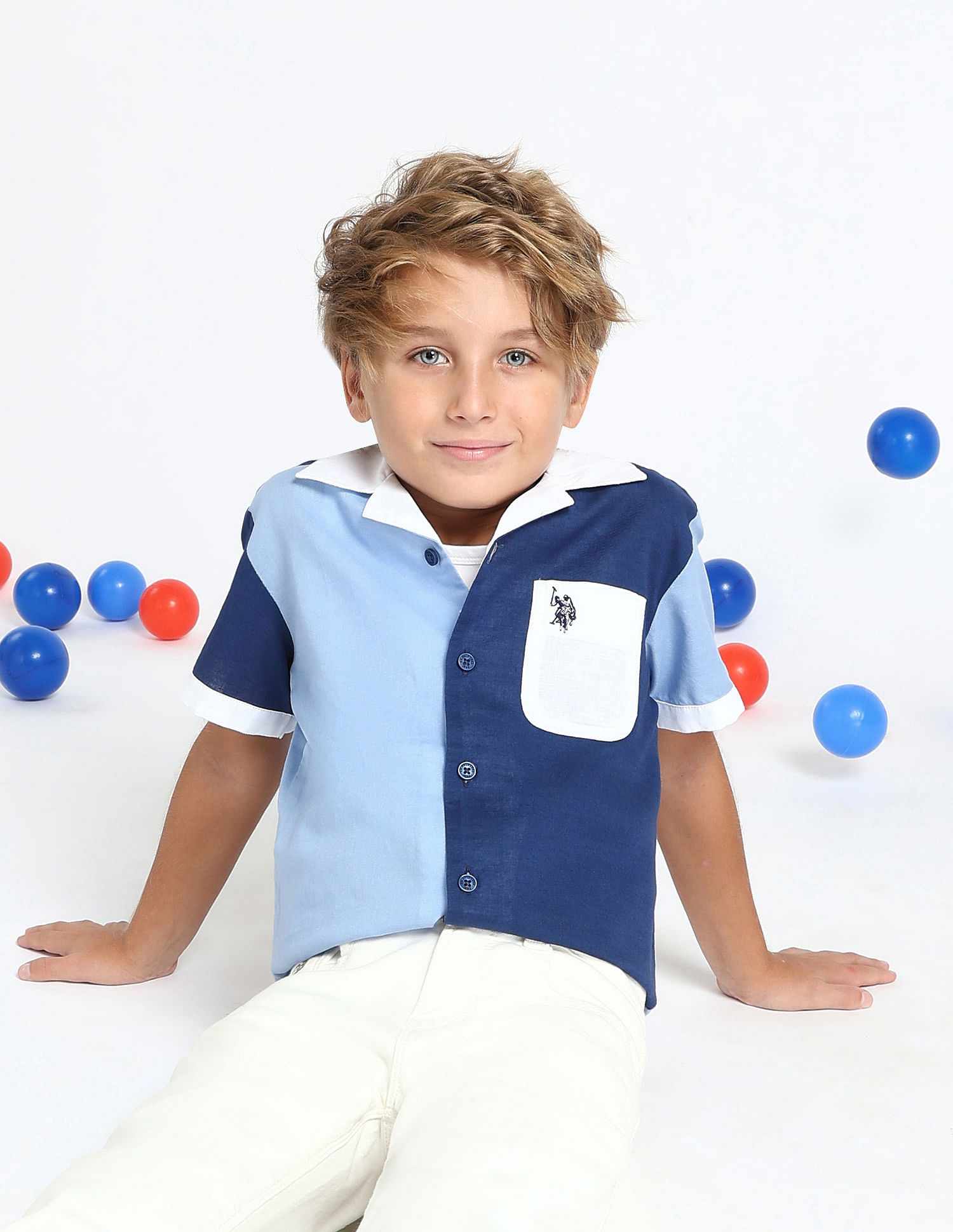 U.S. Polo Assn. Kids Boys Colourblocked Regular Fit Shirt