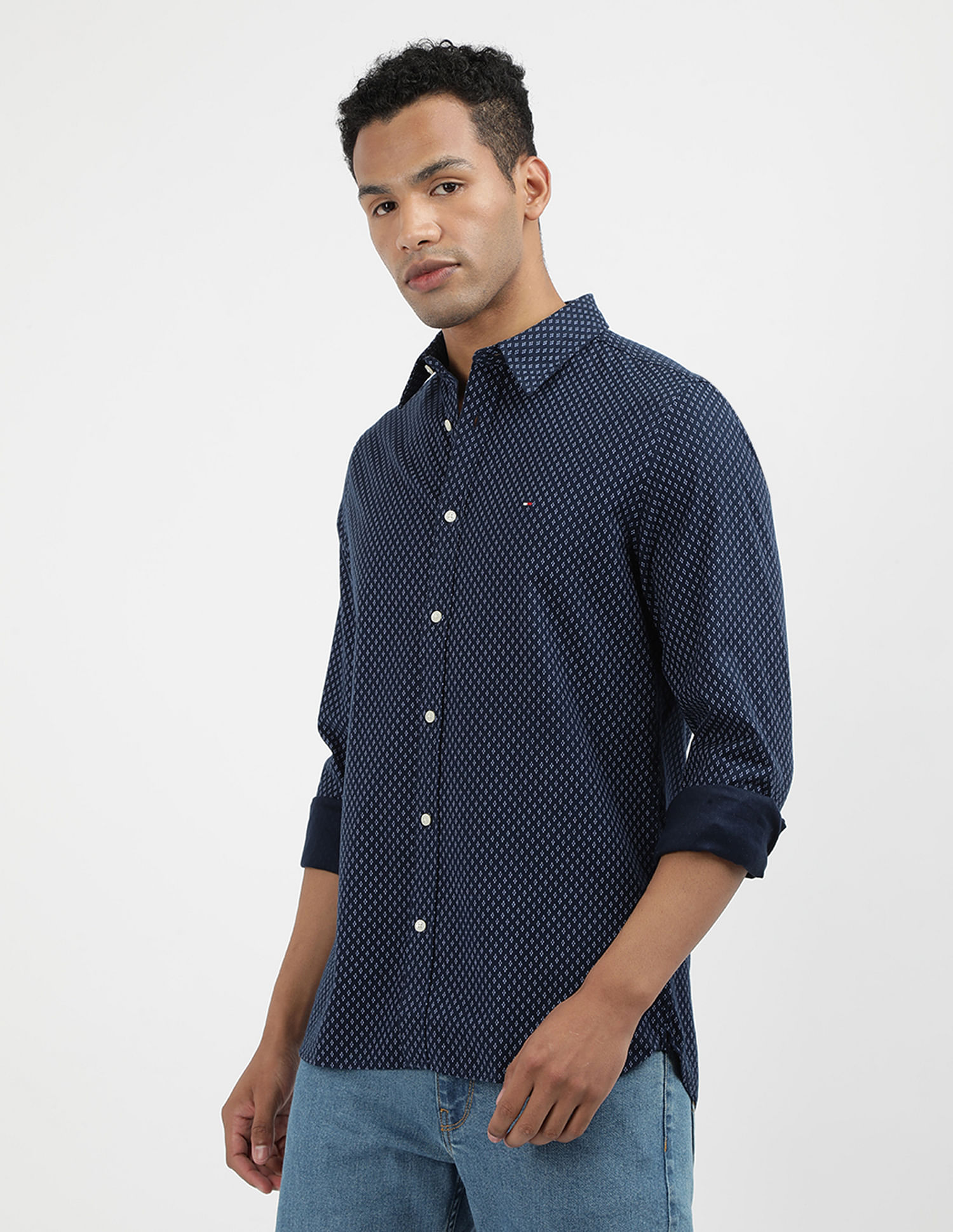 Tommy Hilfiger Brushed Geometric Print Slim Fit Shirt