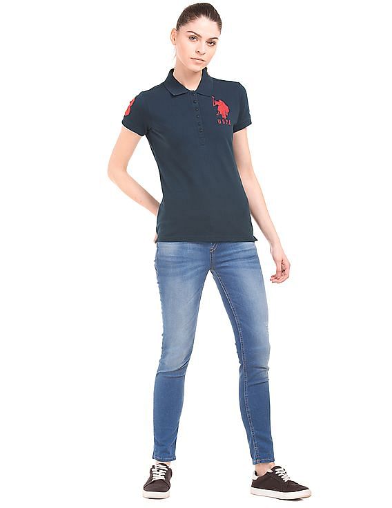 U.S. Polo Assn. Women Regular Fit Pique Polo Shirt