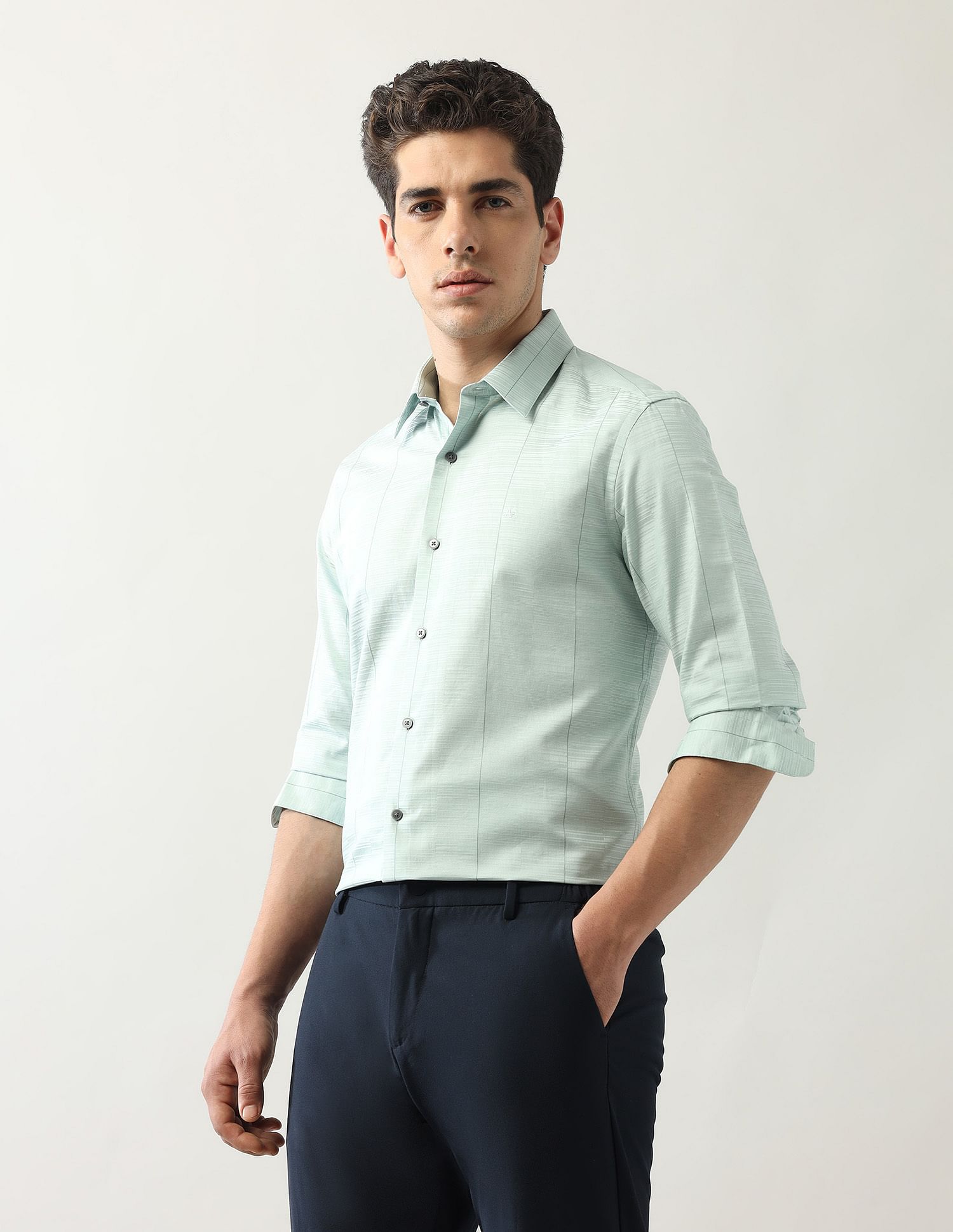Arrow Newyork Satin Manhattan Slim Fit Shirt