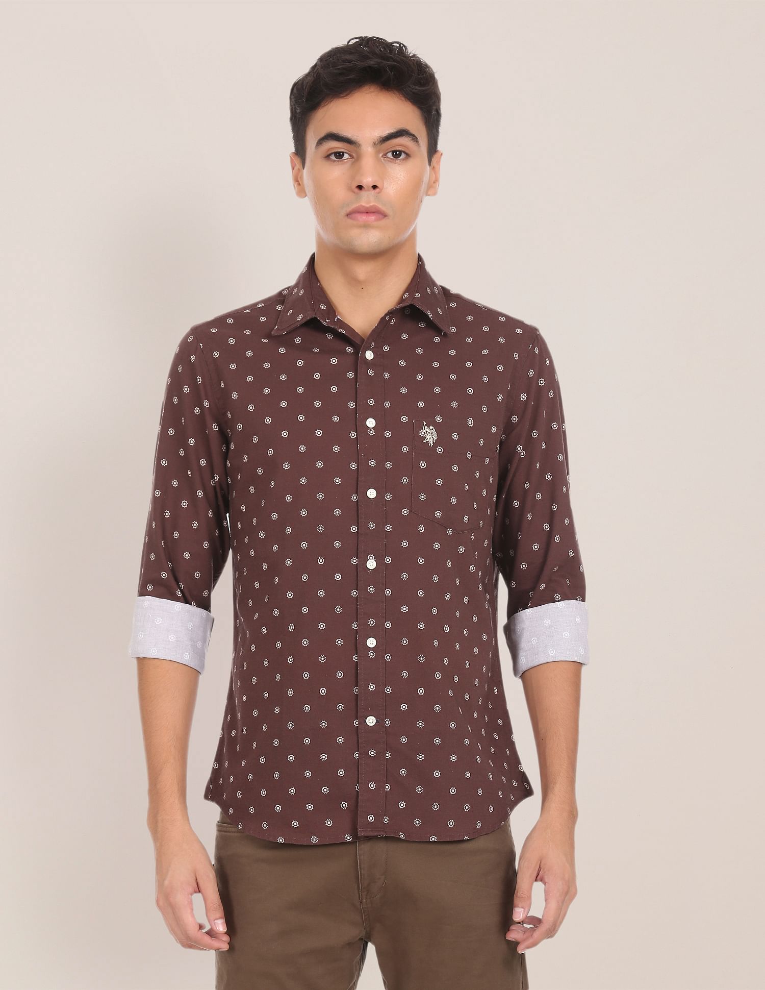 U.S. Polo Assn. Spread Collar Printed Casual Shirt