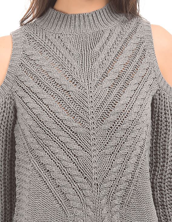 Aeropostale Cold Shoulder Chunky Knit Sweater
