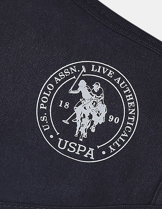 U.S. Polo Assn. Unisex Adults Navy Triple Layer Anti Bacterial Reusable Outdoor Face Masks - Pack Of 3