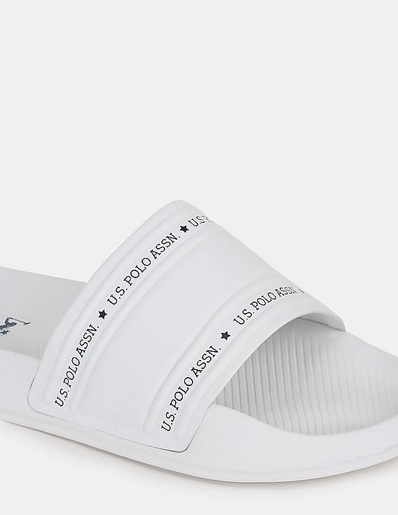 U.S. Polo Assn. Men Brand Print Non-Skid Lightweight Wode Slides