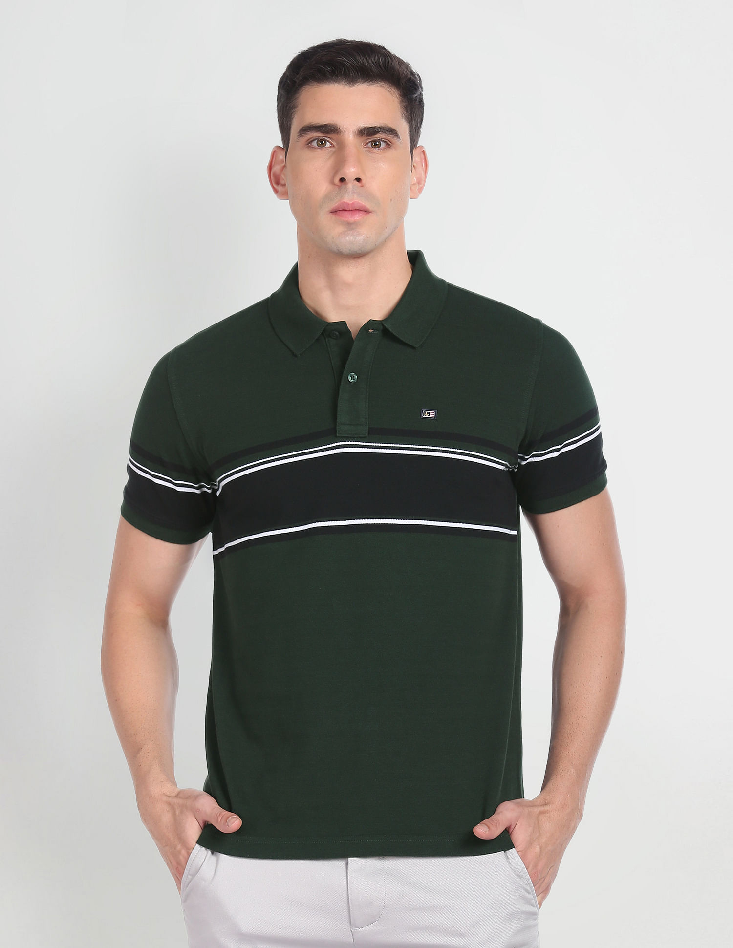 Arrow Sports Colour Block Cotton Polo Shirt