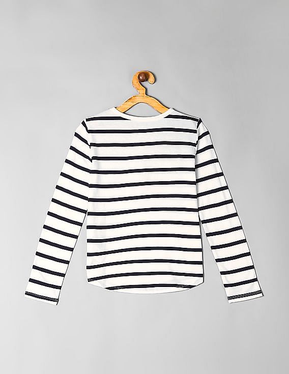 Buy GAP Girls White Long Sleeve Striped T-Shirt - NNNOW.com