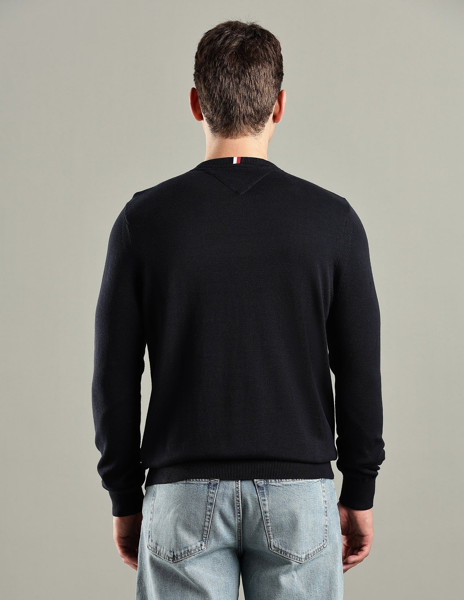 Tommy Hilfiger Solid Regular-Fit Cotton Sweater