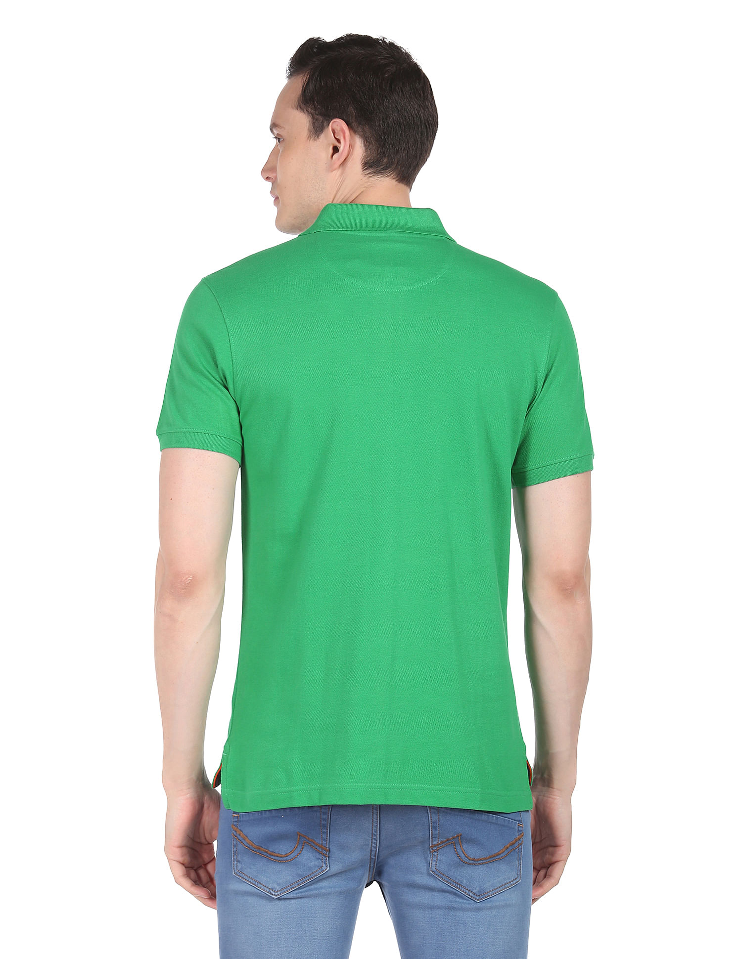 AD by Arvind Cotton Vertical Stripe Polo Shirt