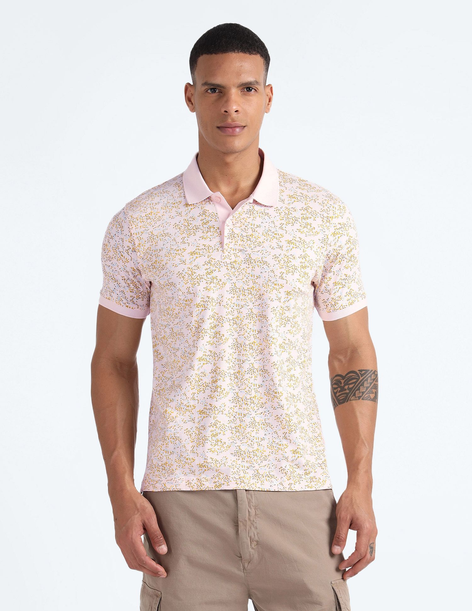 Flying Machine Mercerized Cotton Printed Polo Shirt
