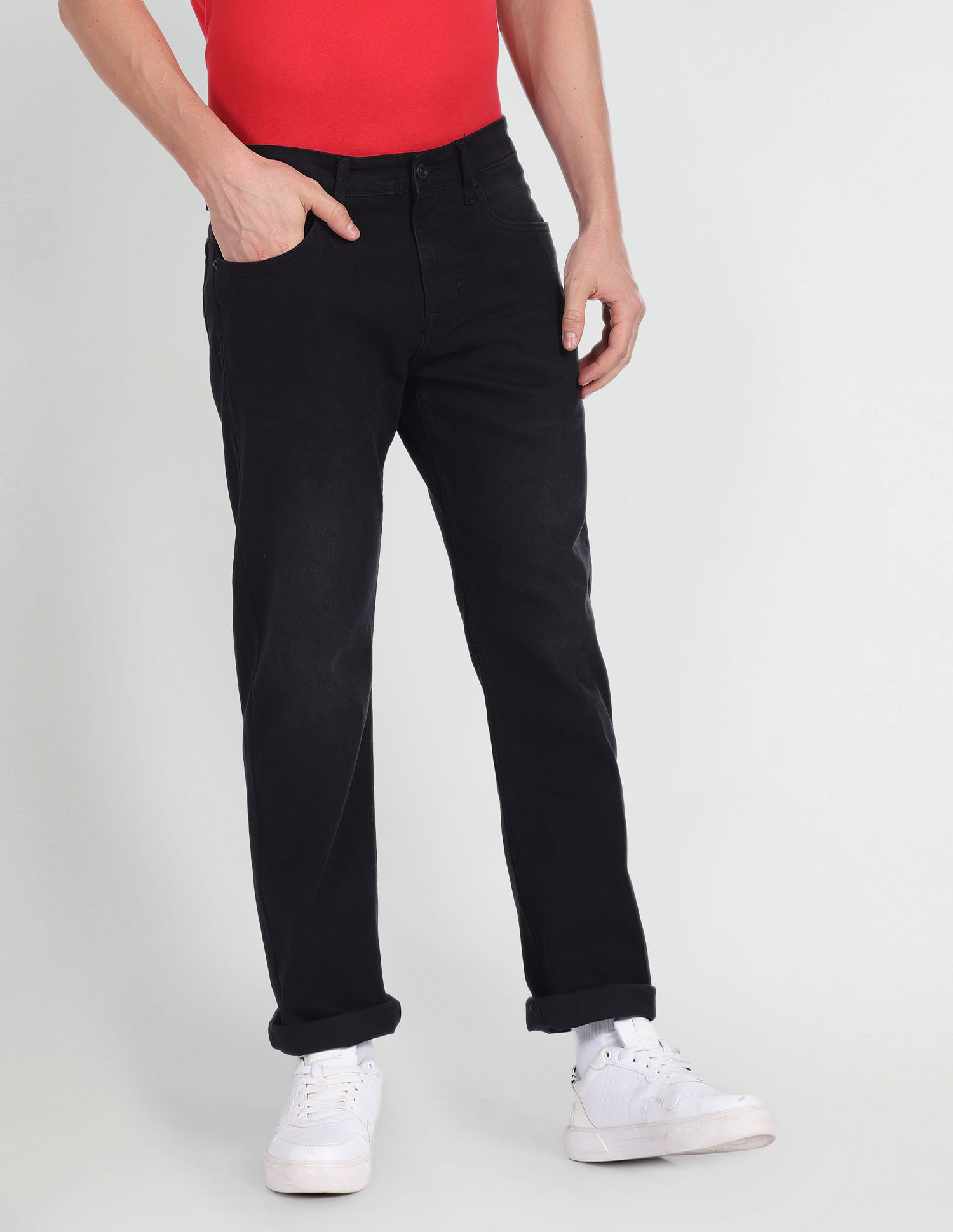 Flying Machine Slim Straight Fit Stone Wash Jeans