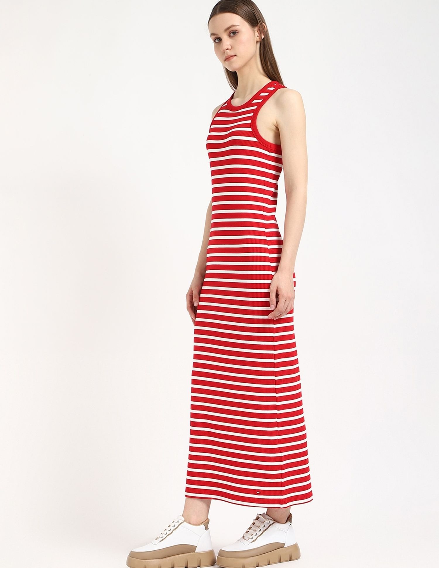 Tommy Hilfiger Cotton Crew Neck Midi Dress